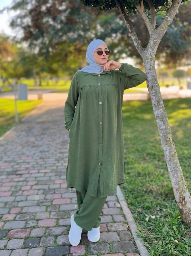 Ensemble Femme Crêpe – Chemise + Pantalon Large